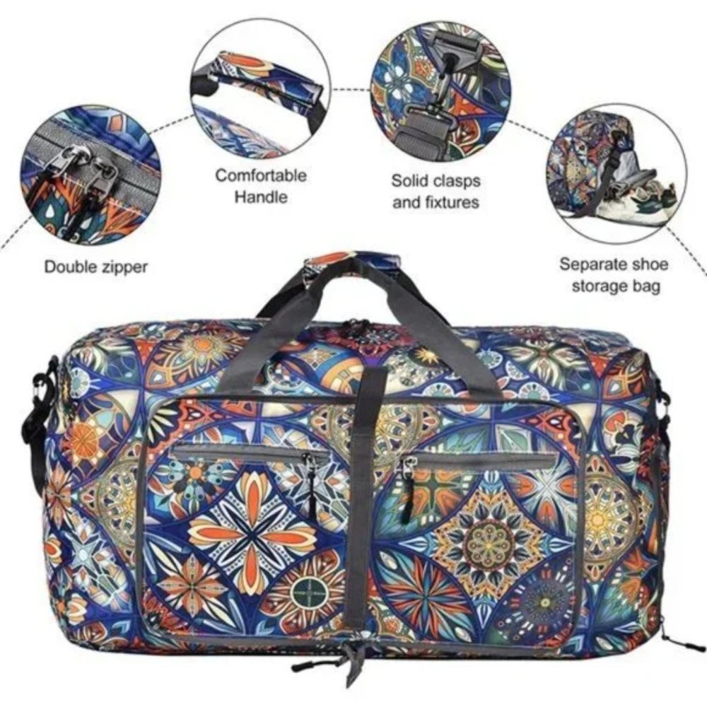 NEW TRAVEL bag water resistant duffle bag Z bohemian flower Duffel Bag - Picture 3 of 6
